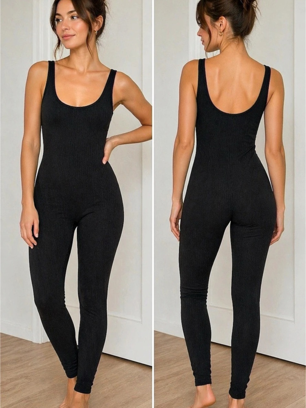 Love Tree Black Ribbed Jumpsuit Size Medium Like New